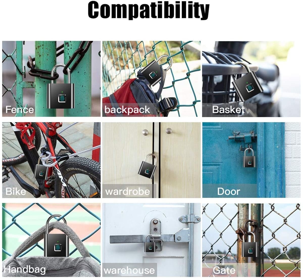 Fingerprint Padlock Fingerprint Waterproof Keyless Anti-Theft Security Digital Lock Portable for Locker, Gym, Door