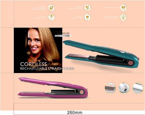 CE ROHS 75g 5V PI Heating Film Cordless Hair Straightener