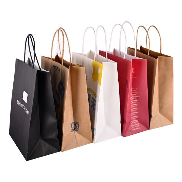 Lightweight Reusable Paper Take Out Bags Takeaway Delivery Bags Eco Friendly