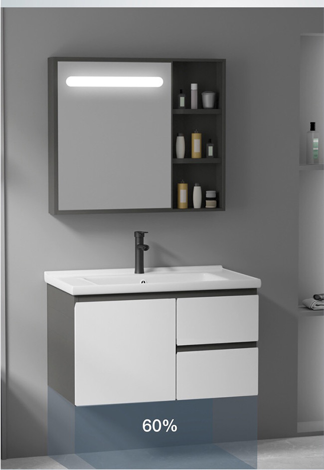 Luxury Floating Bathroom Vanity Supplier Mirror Cabinet Modern Matte White Wall Mounted Bathroom Vanity Set