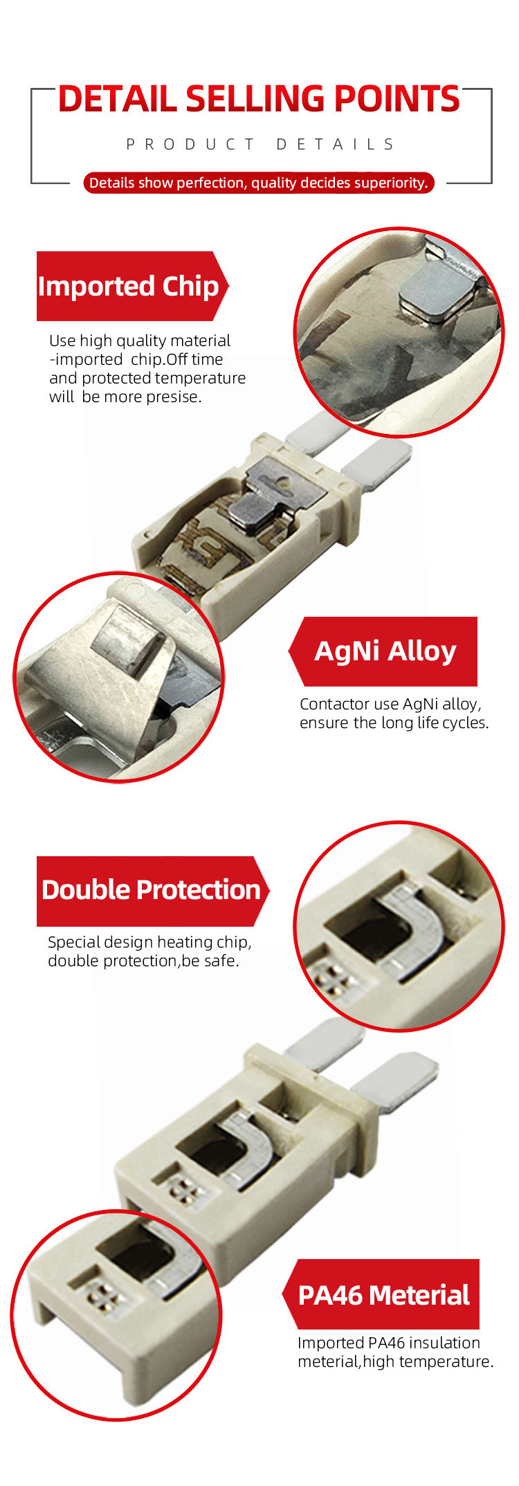 HC02 Automotive-Grade Motor Overload Protector 20A with UL Certification Bimetal Thermal Cutoff Switch for EV Motors & Power Systems