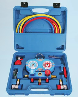 134A environmental protection Paper carton Gauge set with straight quick connector 2196 pipe pressure 600PSI-3000PSI