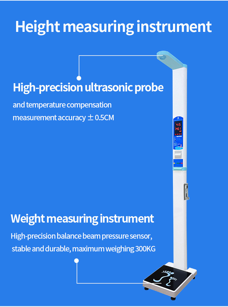 Coin Operated Body Health Check Kiosk Bmi Machine With Printer Blue / White Color