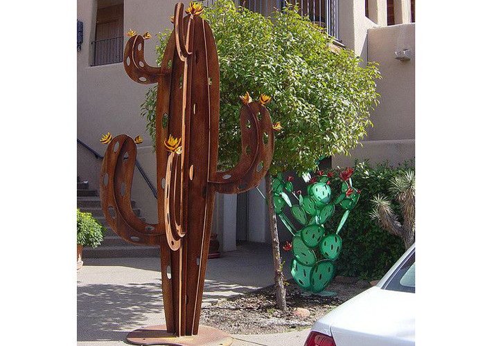 Modern Cactus Abstract Corten Steel Sculpture For Outdoor Garden Decorative
