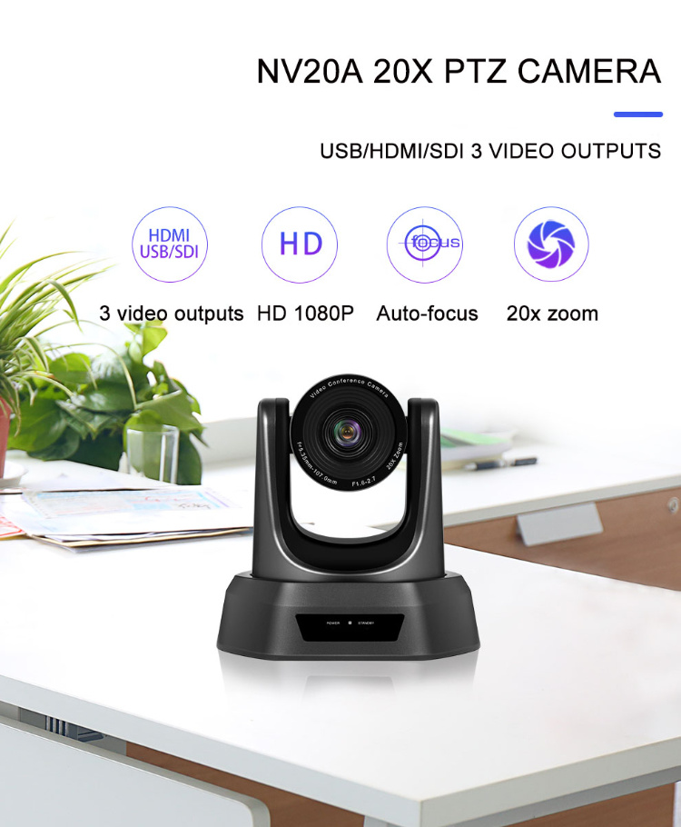20X Zoom 1080P HD Definition Auto Focus USB&SDI&HDMI Conferencing System Video Camera