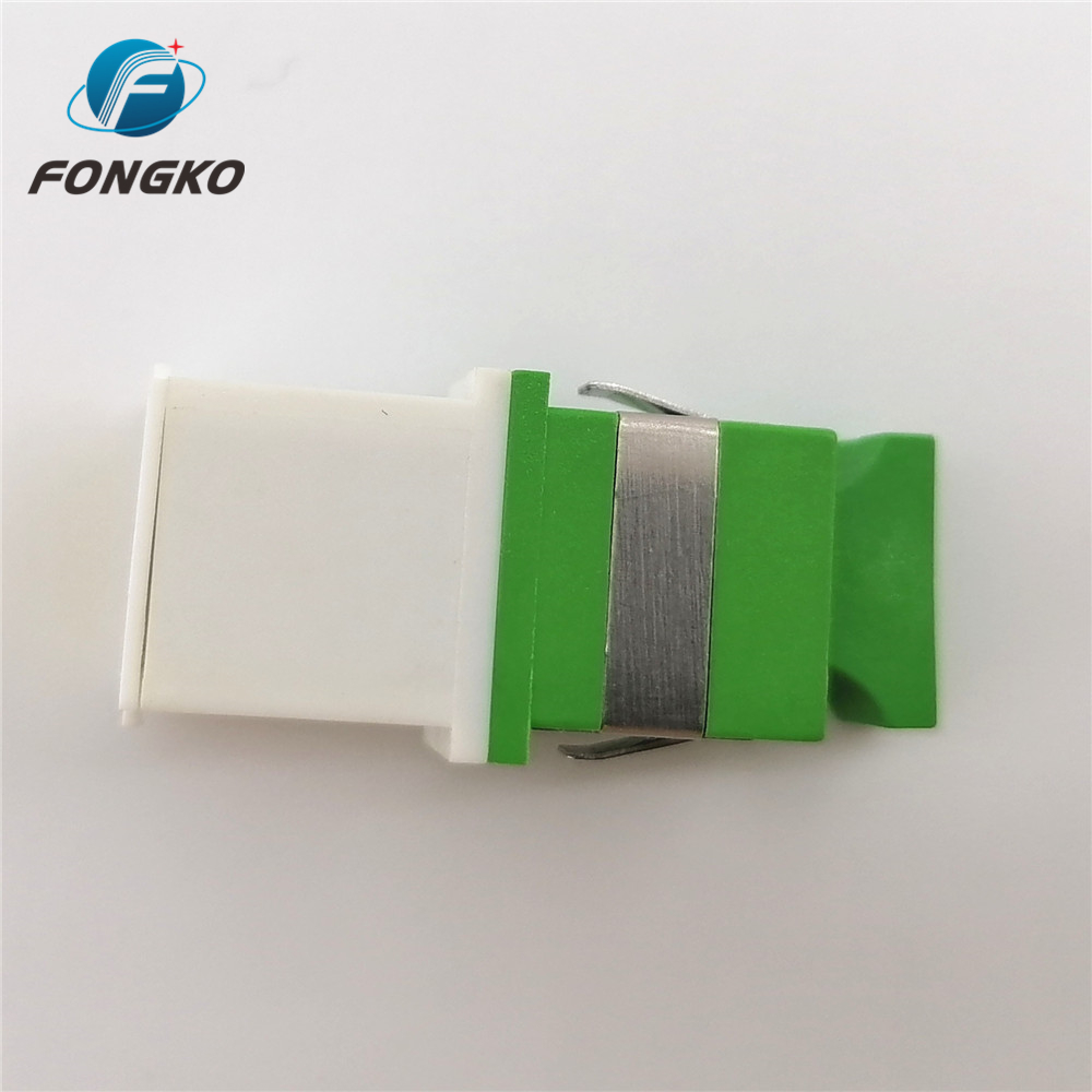 SM SC/APC White Auto Shutterwith metal shrapnel Green Fiber Optic Adapter