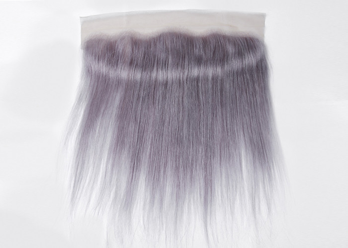 Purple Grey Human Hair Lace Frontal Straight Pre - Plucked Lace No Chemical
