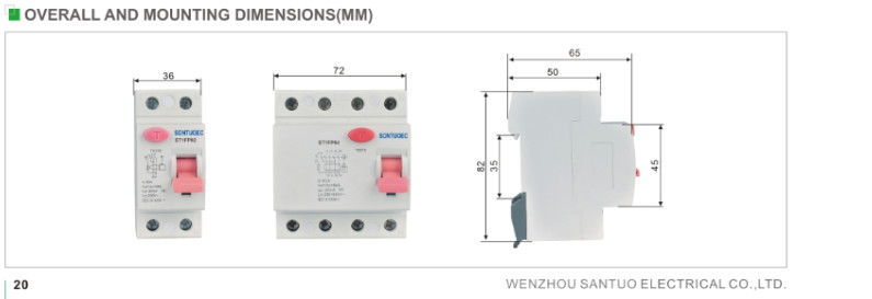 IEC 61008 PA66 30mA Residual Current Circuit Breaker