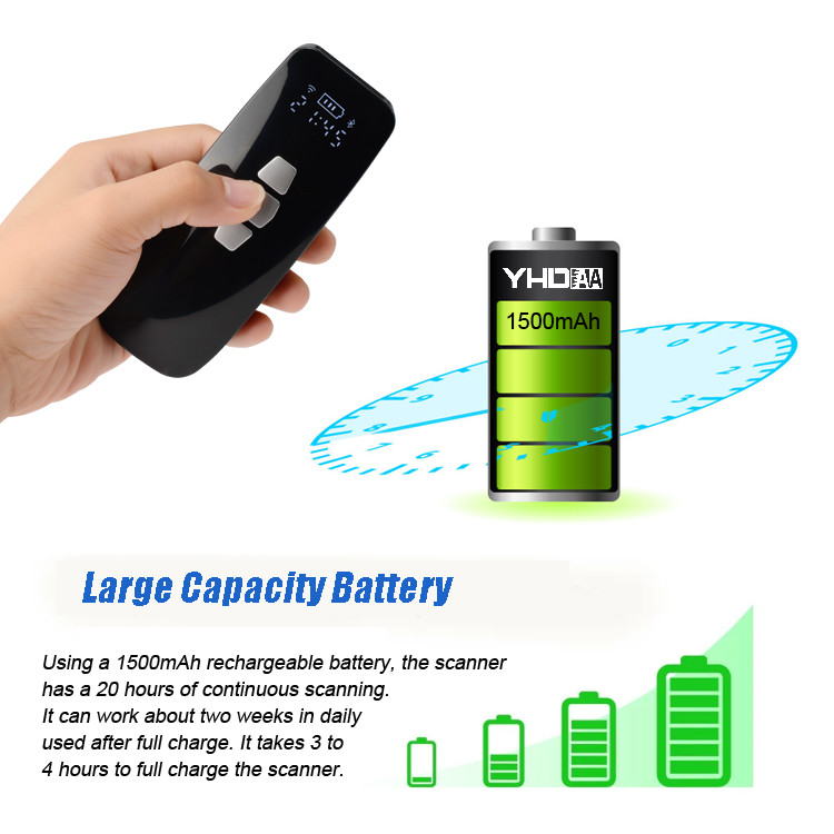 Small 2d Wireless Bluetooth Barcode Scanner Reader Portable 640x480 Cmos
