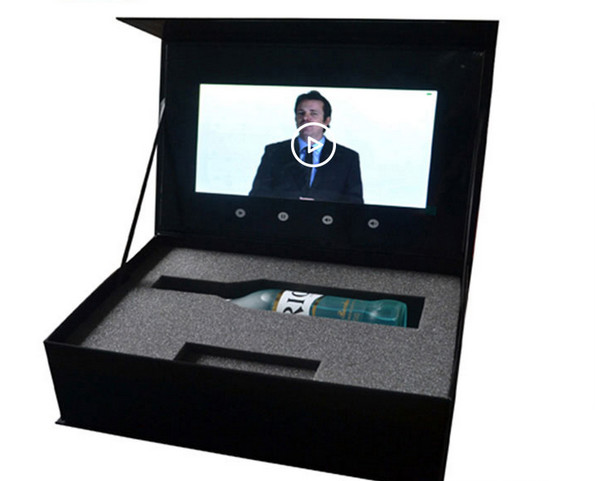 LCD video packaging box 7 inch LCD video gift box innovative video packing box with custom print