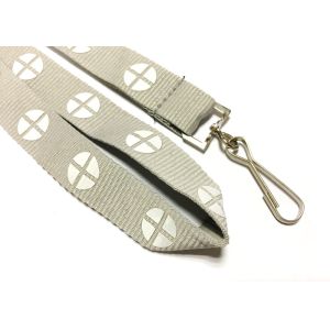 Simple Flat Polyester Lanyard Grey One Sided Color Printing J Hook for Activity