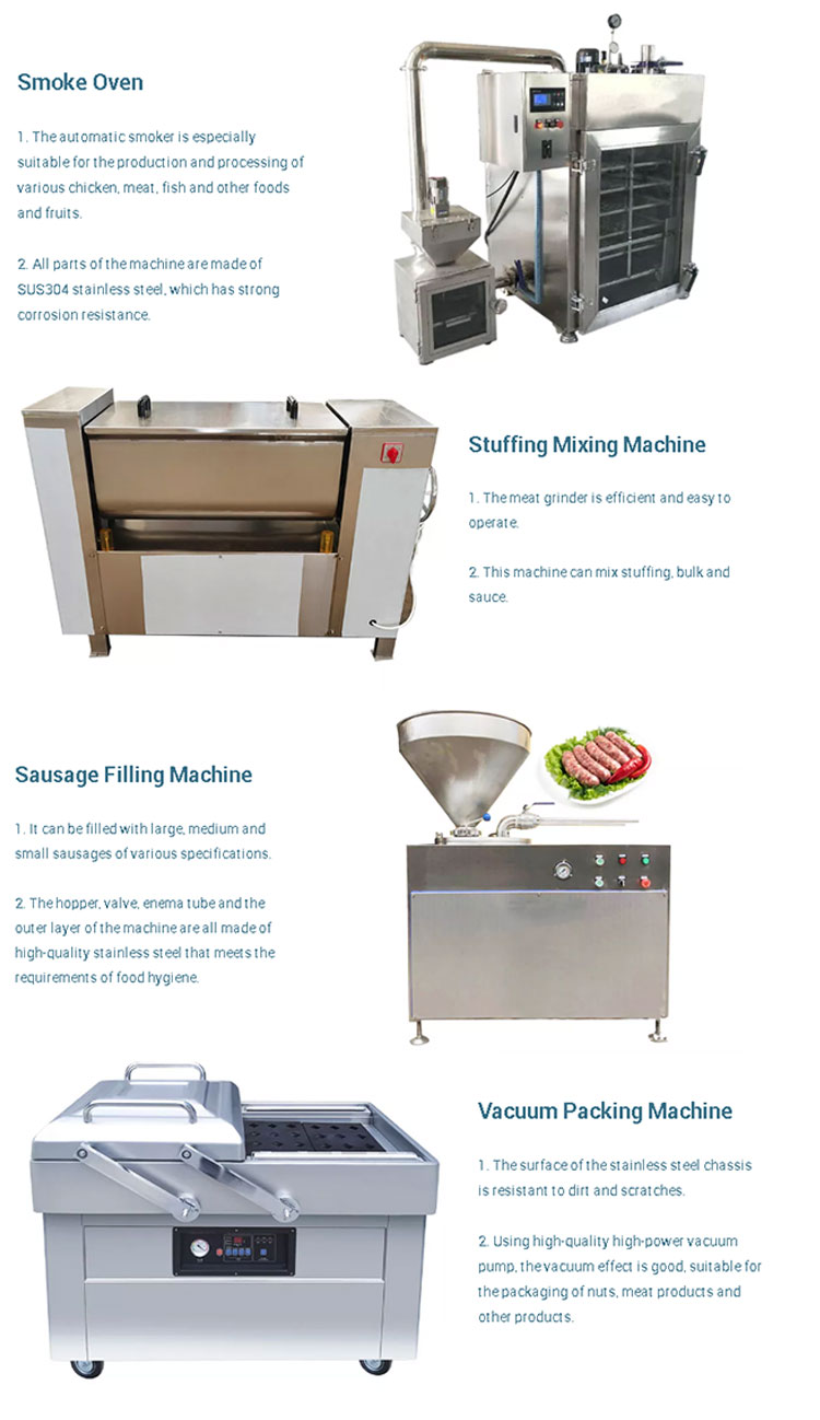 Hotdog Smoked Fish Ham Press Beef Sausage Production Line 304 Stainless Steel High Capacity