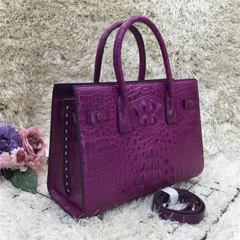 Exotic Genuine Alligator Skin Women Working Totes Large Shoulder Bag Authentic Crocodile Leather Lady Top-handle Handbag
