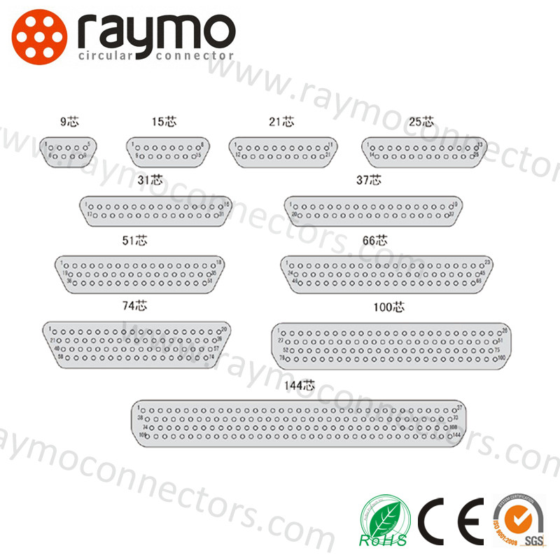 J30J Series Micro-D MIL-Spec 0.1-15 mm2 Wire Section Area Waterproof Power Connector IP67