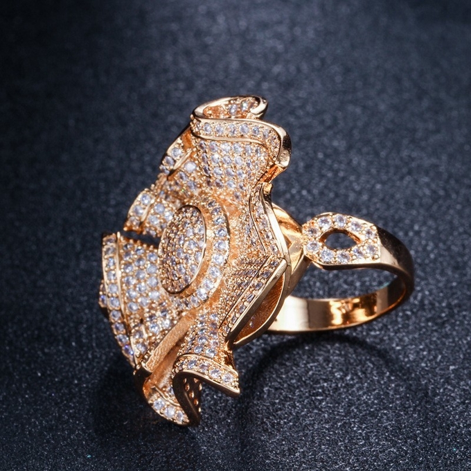 Hot Sale CZ Flower Ring CZ Gold Ring For Women Fashion Zirconia Ring Wedding Quality Charm Ring Jewelry