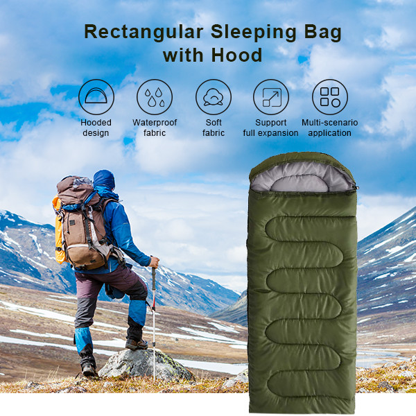 Warm Weather Sleeping Bag Comfortable Rectangle Sleeping Bag With Hood