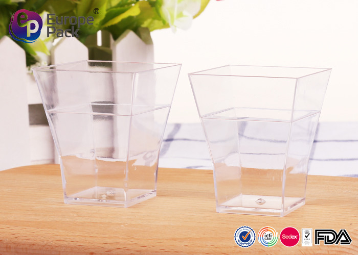 Square Transparent Clear Hard Plastic Cups 0.0221CBM Bottom Length 2.8Cm