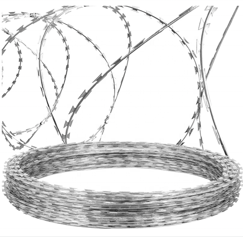 Anti-Climb security mesh fence hot dipped double strand razor blade barbed wire