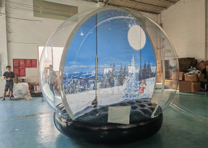 Customized Backdrop Inflatable Giant Snow Globe Christmas Inflatable Human Size Snow Globe With Air Blower
