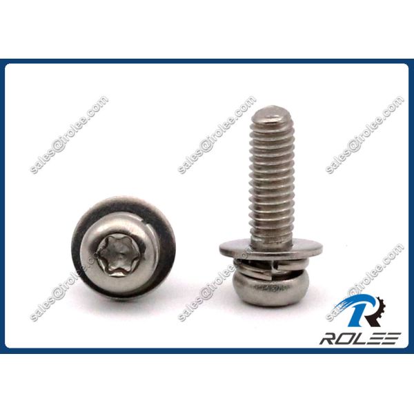Quality 304/316/A2/A4 Stainless Torx Pan Head SEMS Screw with Spring & Flat Lock Washer for sale