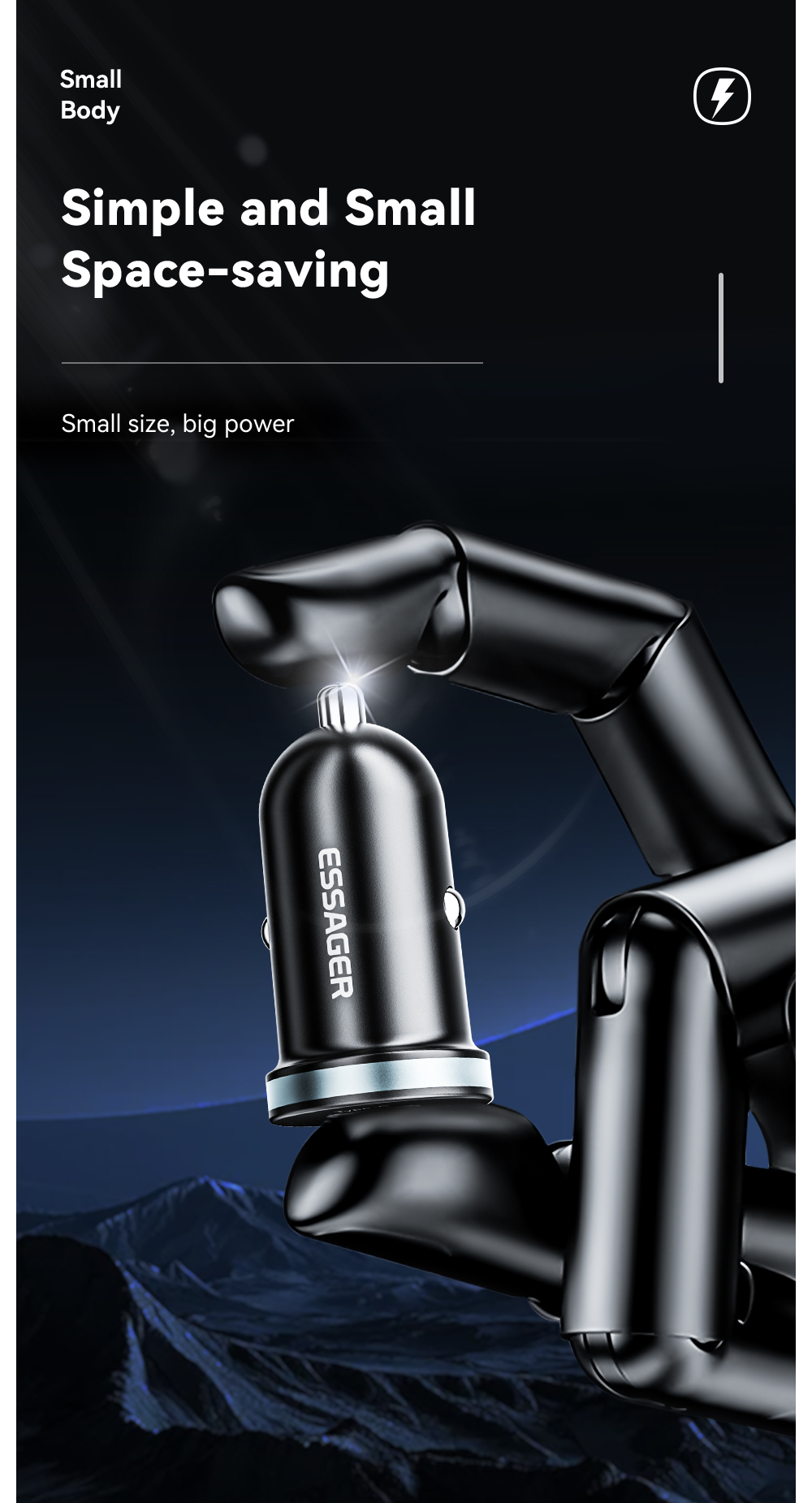 ESSAGER ES-CC12 Series 30W Type C USB A Car Charger Port
