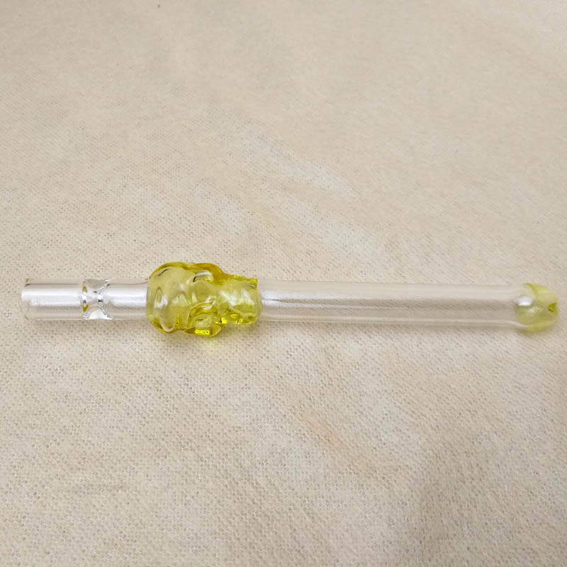 Skull Chillum One Hitter Glass Smoking Pipe For Dry Herb 5.1 Inch Length