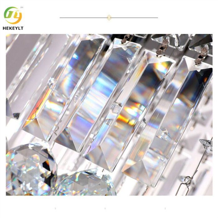 5 Light Crystal Pendant Light Glass Dimmable Square / Rectangle Chandelier