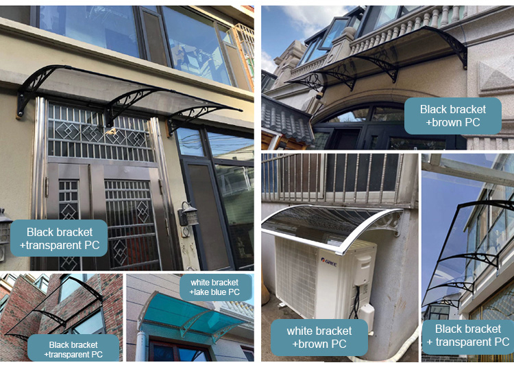 Transparent Polycarbonate Window Door Awning , Clear Polycarbonate Roof Canopy