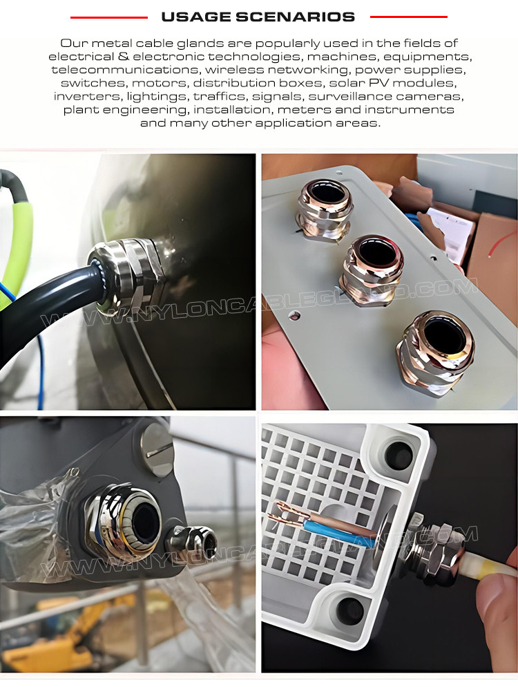 Copper Waterproof Metric Cable Gland Hermetic Gland Connector IP68 / IP69K Version M8~M100 for Outdoor