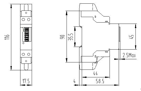 127V/230V 5(30)A single phase two wire din rail active kwh meter with pulse output
