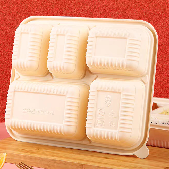 Degradable 3 Compartment Biodegradable Food Boxes Take Out Lightweight