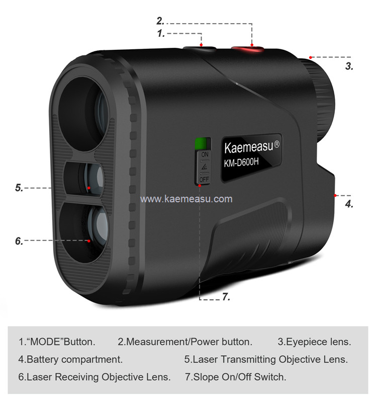 kaemeasu USB Charging Rangefinder Golfing Shooting Hunting Telescope Angle Measuring Range Finder D600