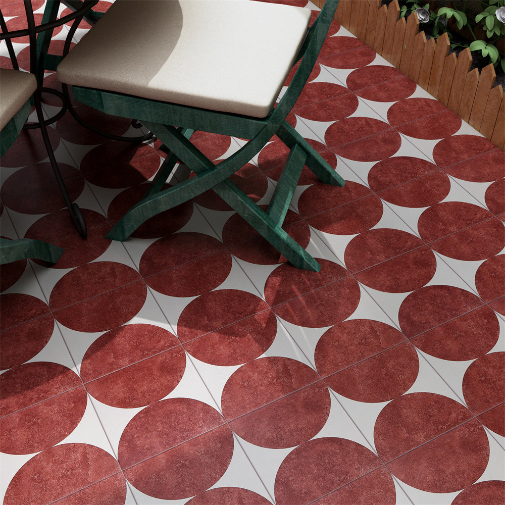 Wear-Resistant Red 20x20cm Inside Floor Ceramic Rustic Tiles For Dining Room And House 4 Styles