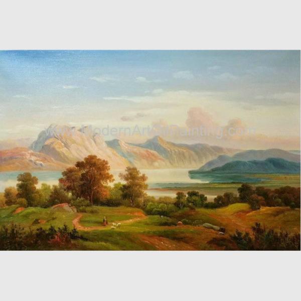 Mountain Landscape Painting, Fall Original Oil Landscape Paintings For Interior