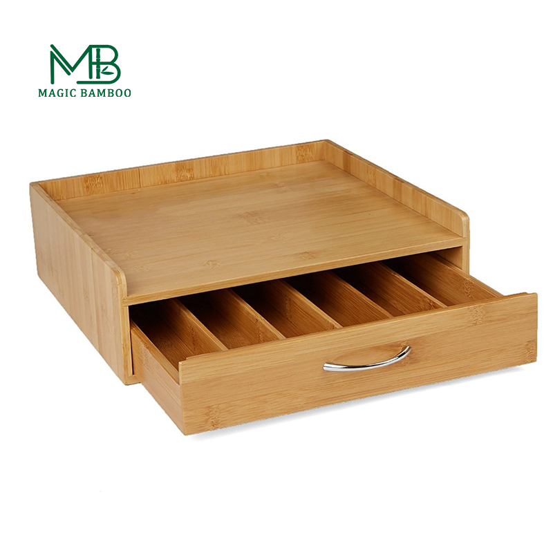 Sustainable Bamboo Coffee Capsule Tea Storage Boxes with Drawer Eco-Friendly Choice