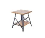 Solid Wood Top 23.2''H Modern Industrial End Table 23lb Metal Base
