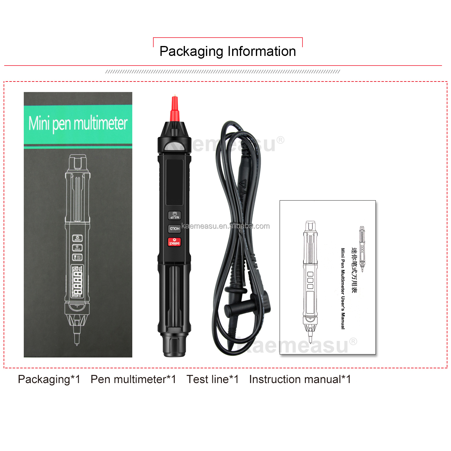 kaemeasu Mini Pen Digital Multimeter NCV Sequence Non Contact Voltage Detection Multimeter Tester Pen Meter