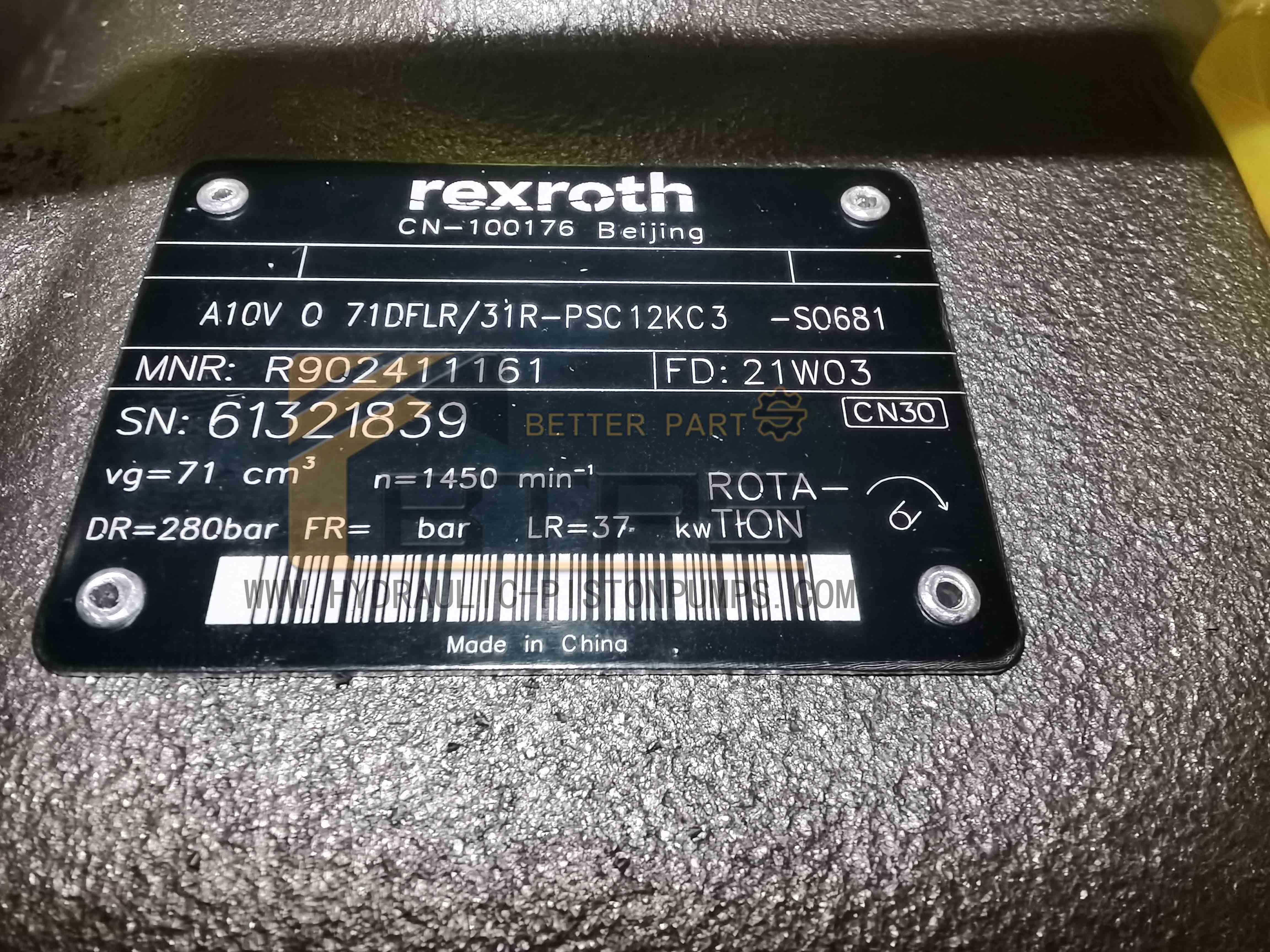 REXROTH A10VO71DFLR/31R-PSC12KC3-SO681 Hydraulic Piston Pump A10VO71DFLR A10VO71DFLR/31R-PSC