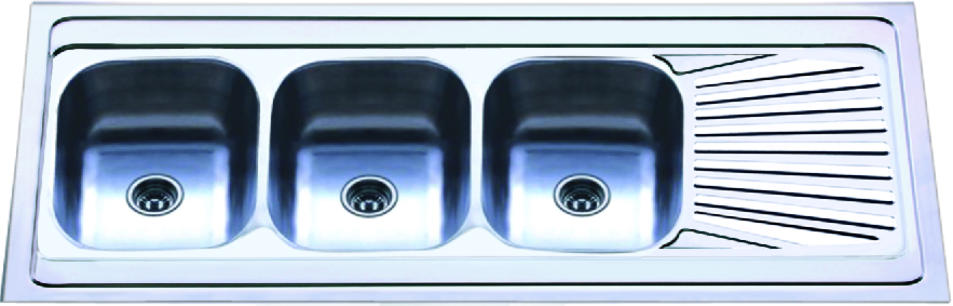 Fishtail Board Triple Basin Kitchen Sink With Drainboard 160cm Length