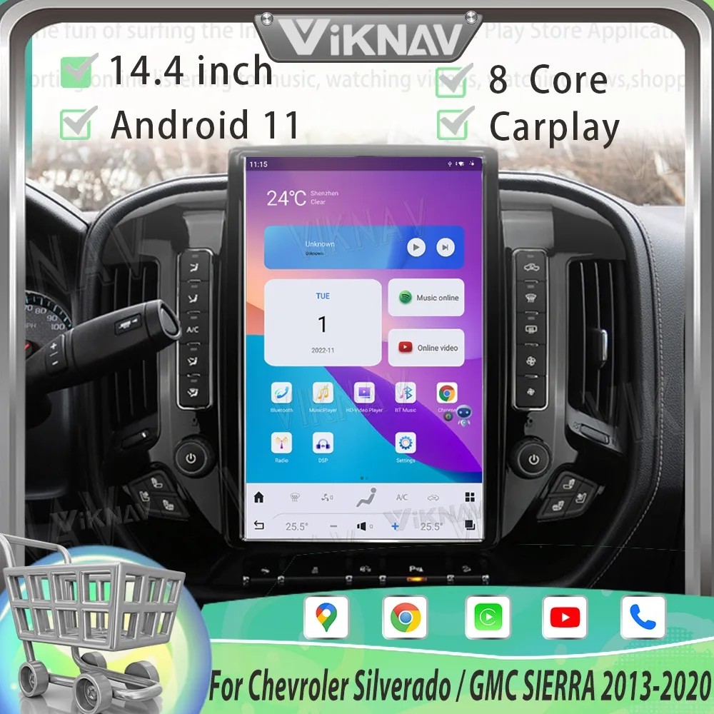 14.4 inch Touch Screen Car radio For 2013-2019 Cheveroler silverado 2014-2020 GMC SIERRA GPS Multimedia Player Carplay