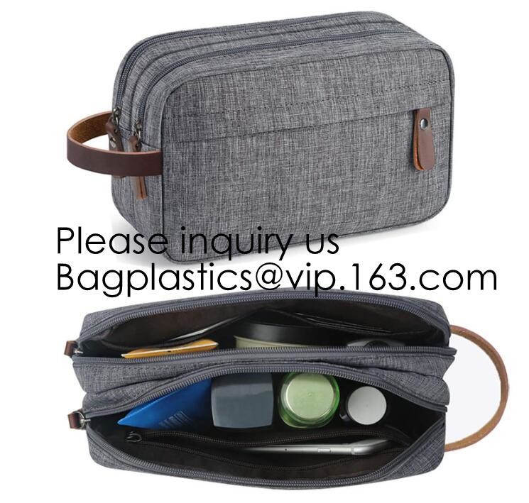 Wholesale Men Vintage Zipper Cosmetic Bag Leather Wash Cotton Canvas Makeup Bag Toiletry Bag, bagease, bagplastics