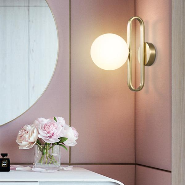Nordic Glass Ball Bedside Wall Lamp Fashion Retro Brass Molecule Design brass