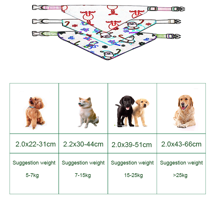 C507 Wholesale Christmas Custom Printed Personalized Diy Logo Adjustable Dog Pet Bandana Collar