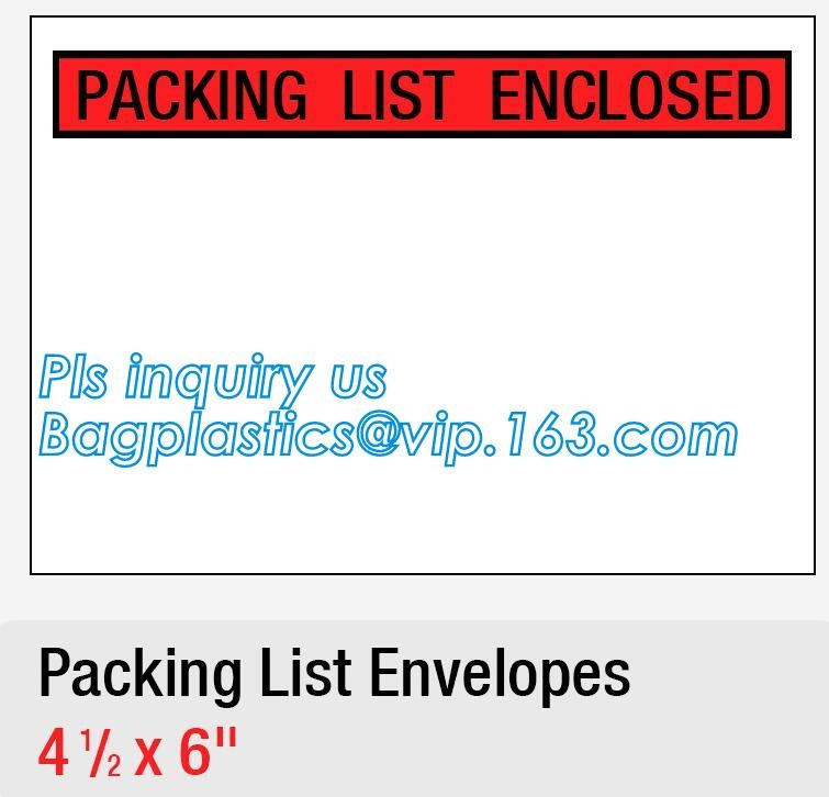 PP film 178*140mm invoice enclosed packing list envelopes, DHL Shipping pockets for waybill, A4 size plastic packing lis