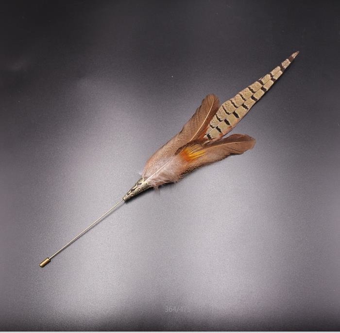 Pheasant Feather Brass Brooch Mount with Fast Shipping via DHL UPS FEDEX EMS TNT