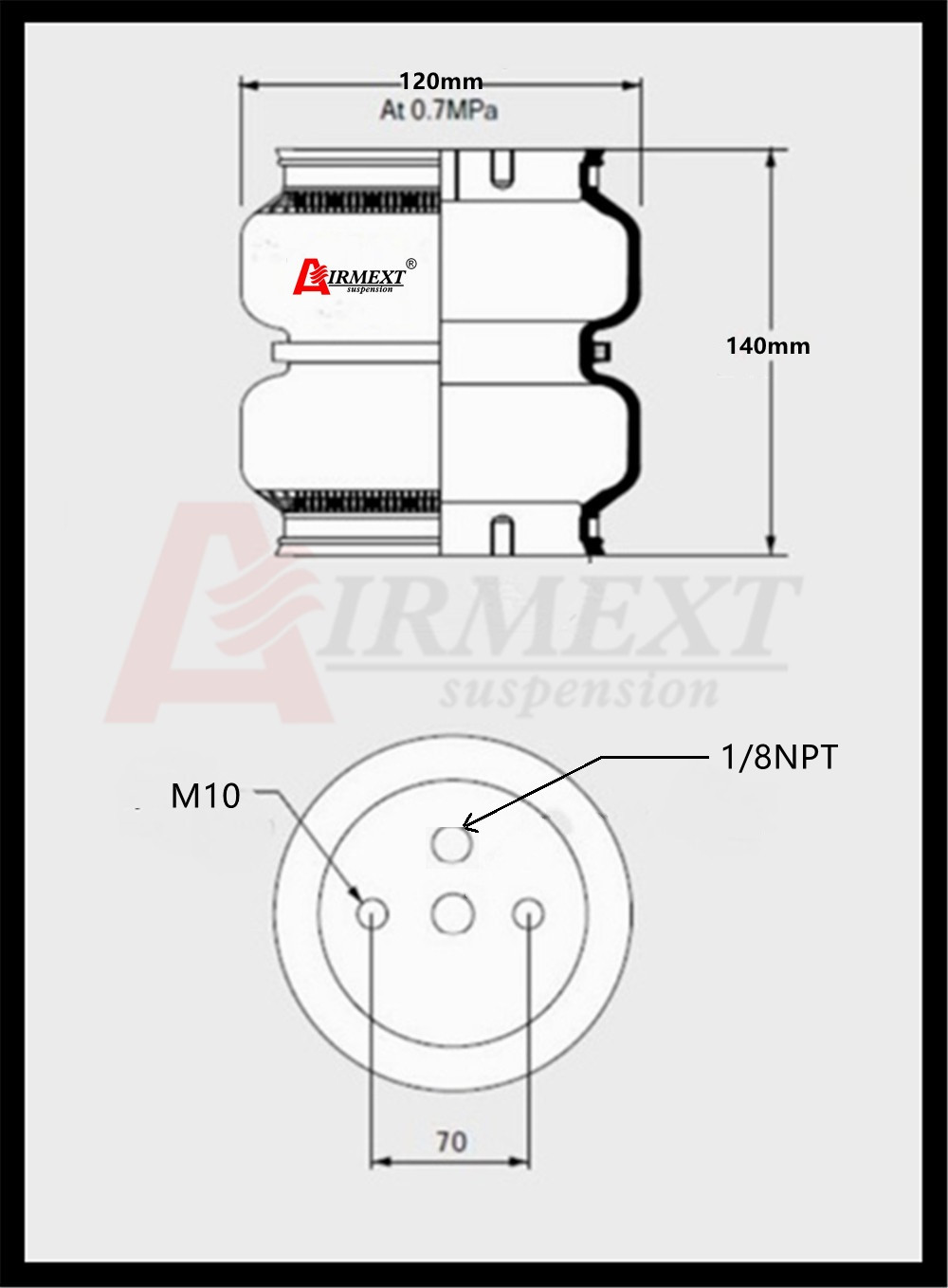 PCBR Rubber Air Suspension Spring Air Bellow SN120140-C
