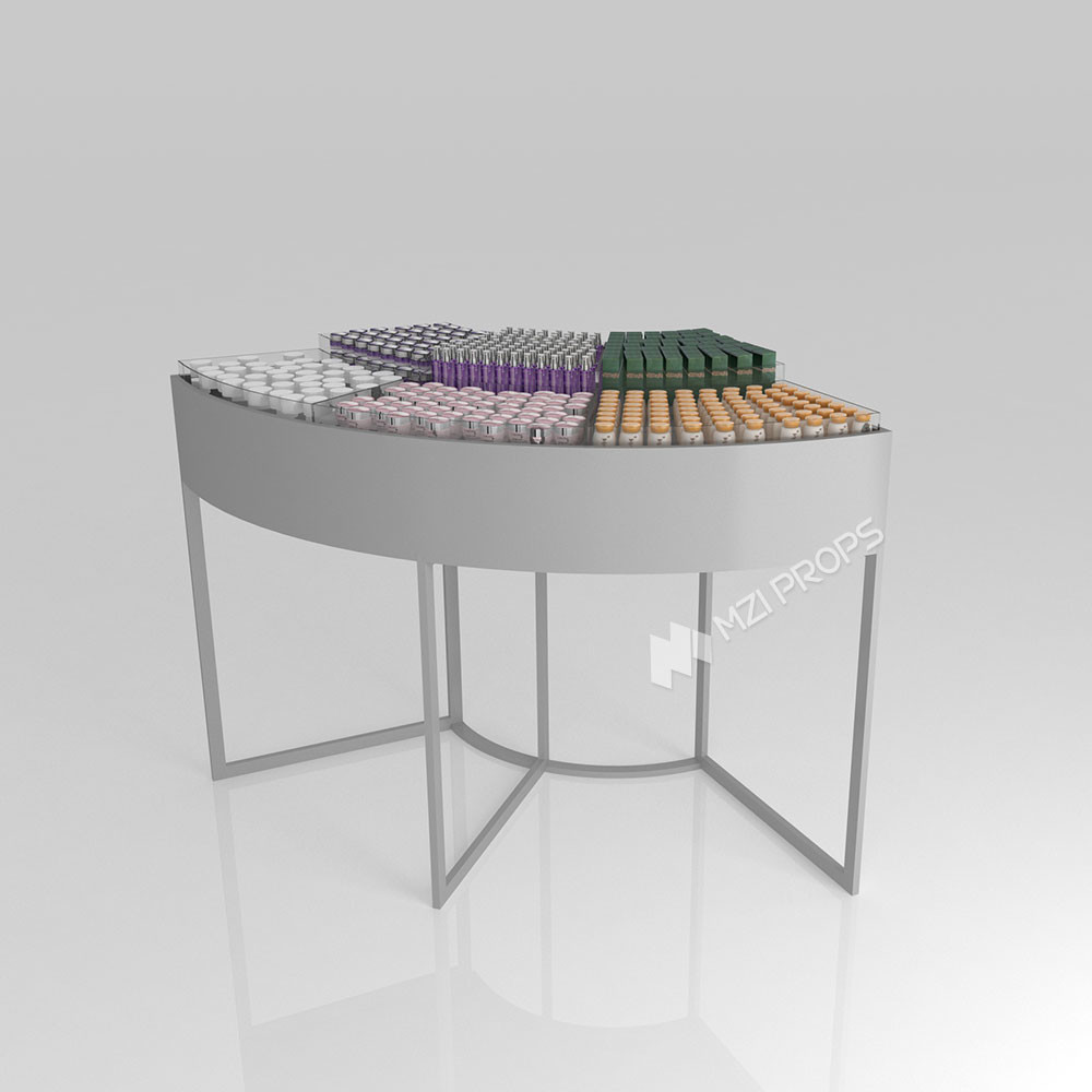 GDR07-XY04 Cosmetic Display Table with 3mm Transparent Acrylic Joint Box and Display Flexibility for Shopping Mall