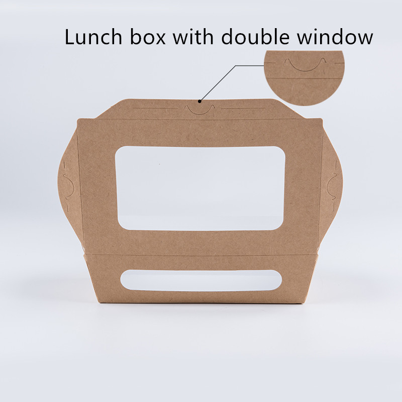 1200ml 337 380 400gsm Kraft Paper Lunch Box With PET Window