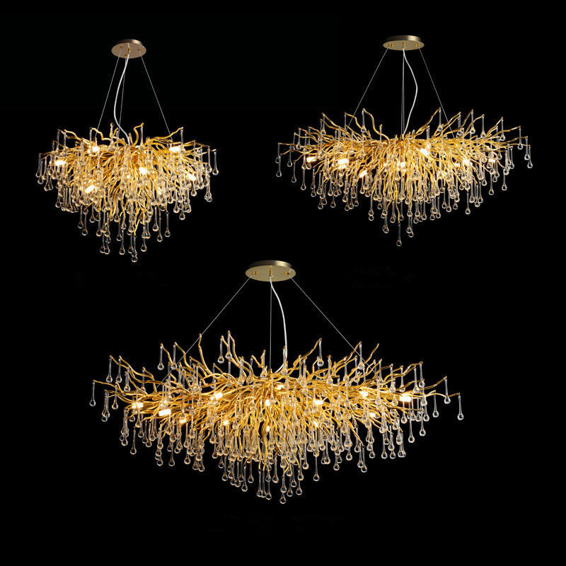 G9 95lm/W Modern Crystal Chandelier Glass Water Drop Pendant Light