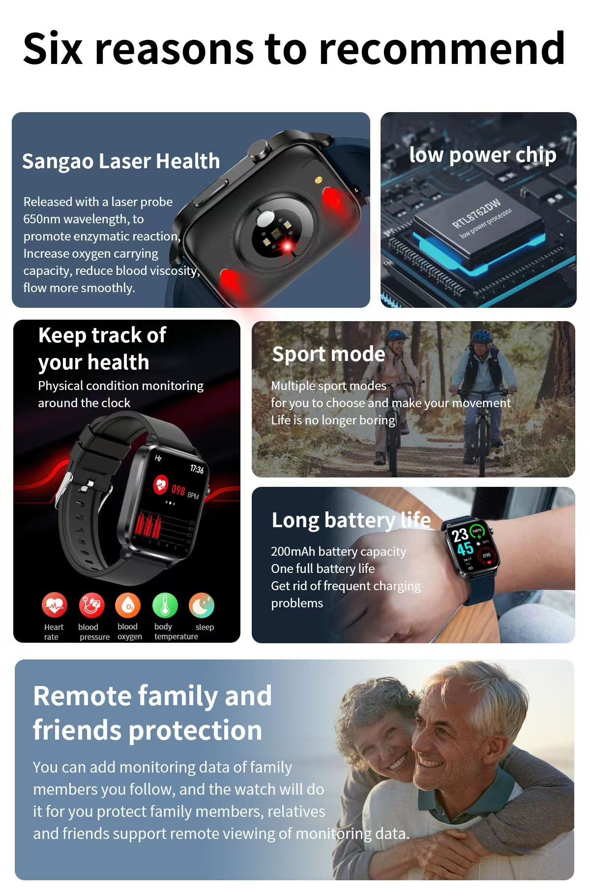 F100 ECG Health Smart Watch Laser Physiotherapy Blood Pressure Monitoring Smartwatch